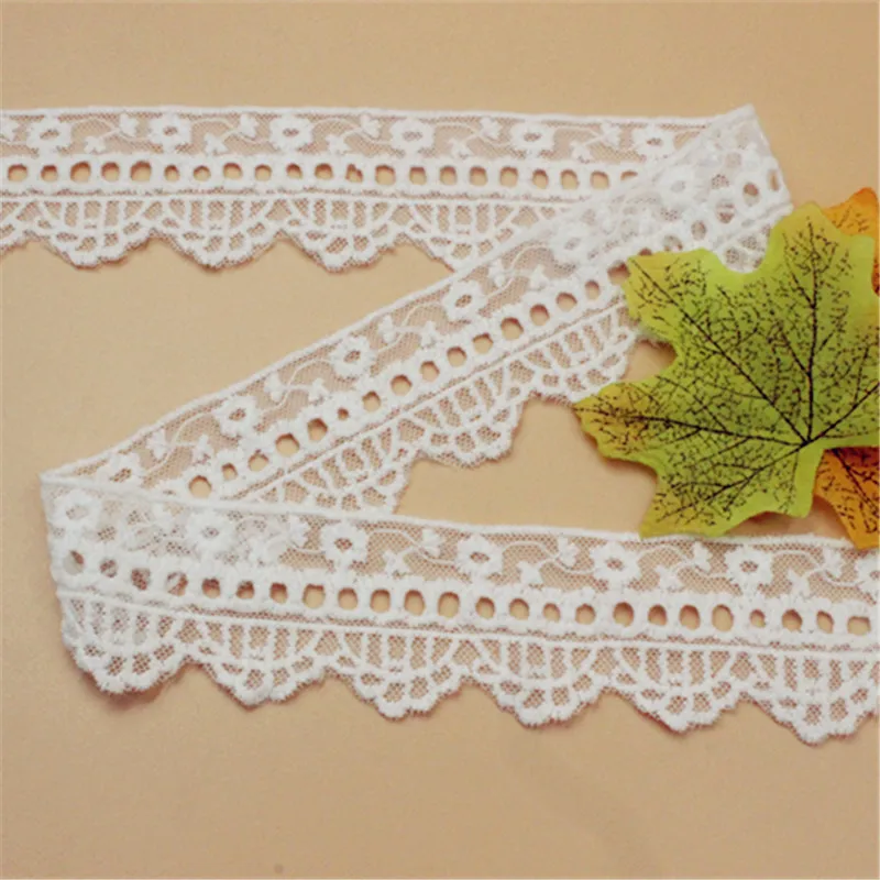 

Lace Trim 20 yard Ivory Gauze Mesh Tulle Cotton Embroidered Lace Fabric Ribbon Tapes 4cm 1.57in wide QL4K130