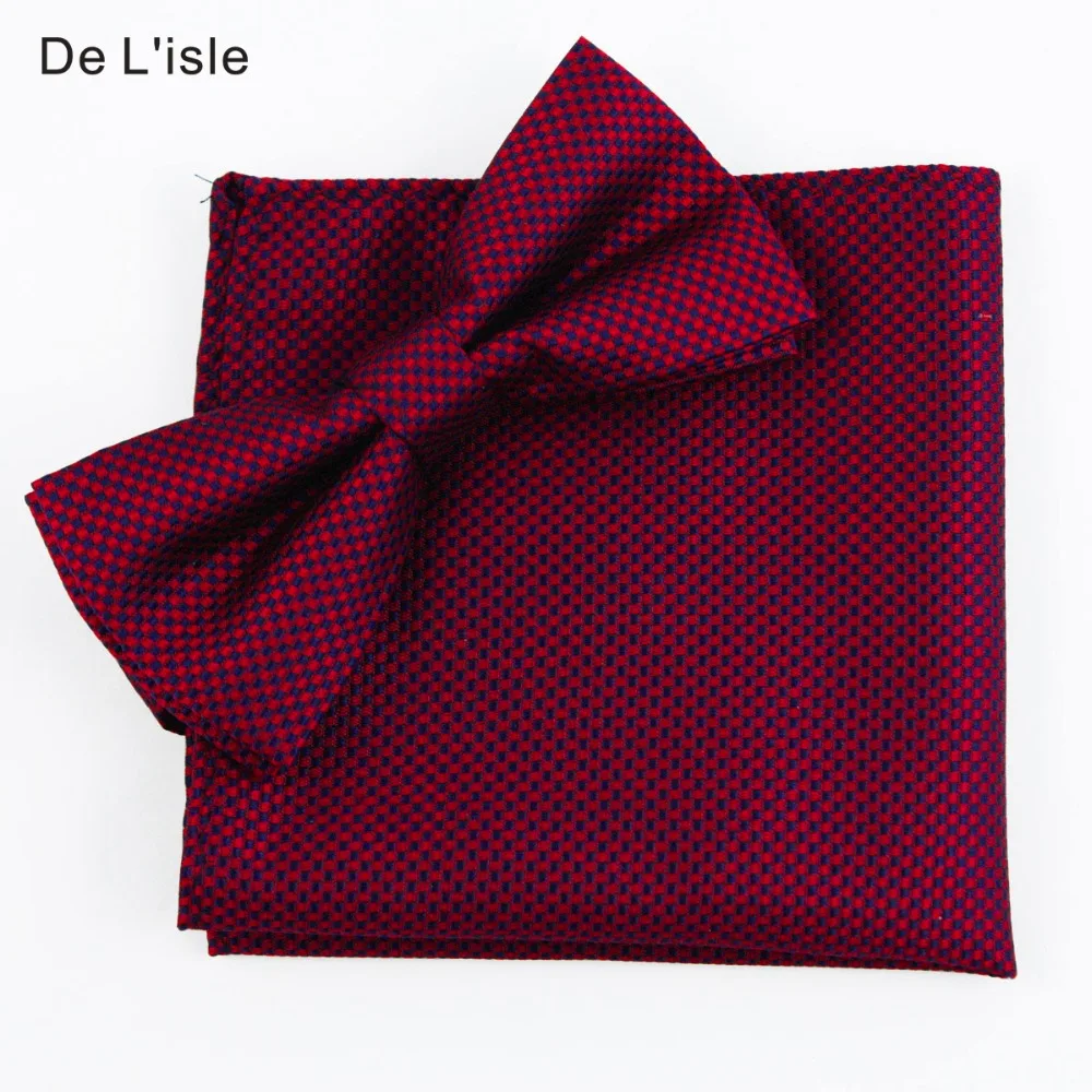 

100% Natural Silk Plaid Bow Tie Pocket Square Handky Set Waterproof Jacquard Necktie Handkerchief Men Gift