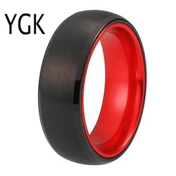 Classic Wedding Rings For Women Men's Tungsten Ring Black Tungsten with Red Aluminum Engagement Ring Free Engraving Ring