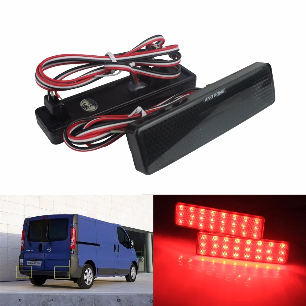 ANGRONG Black Smoked Lens Rear Bumper Reflector Light L+R (CA327) For Renault Master Trafic