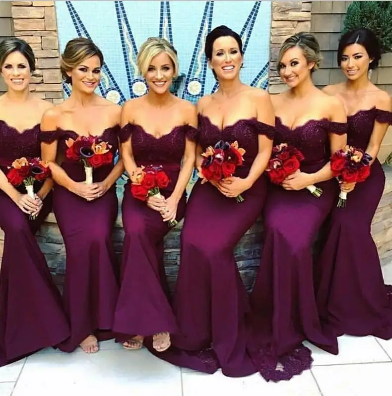 Sexy Sweetheart Mermaid Bridesmaid Dresses Glamorous Purple Appliques African Bridal Prom Dress Party Gowns Custom Made