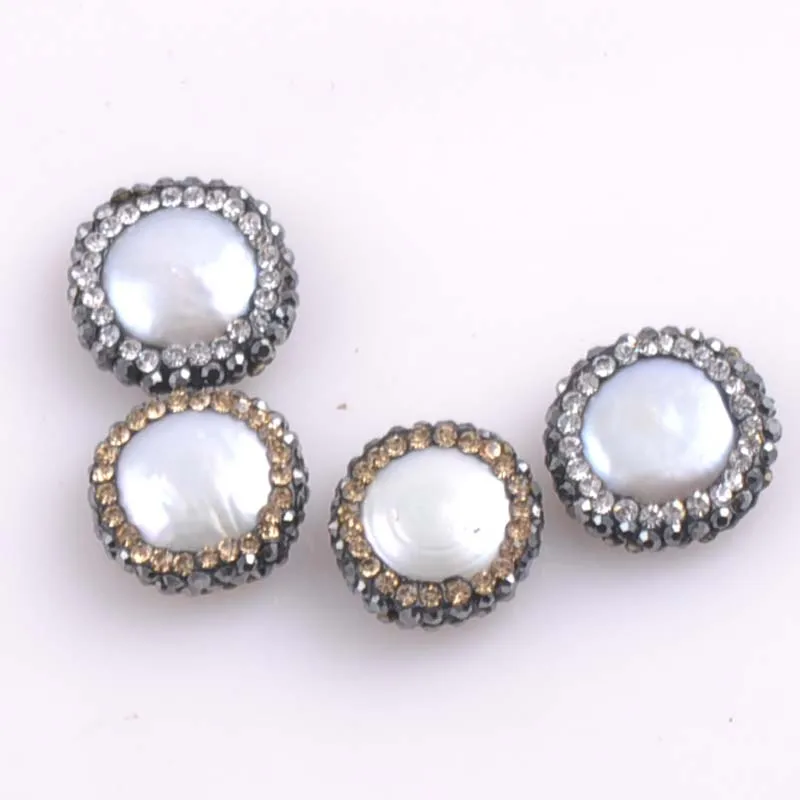 Pearl Natural Beads Crystal Flat Round Spacer beads for Jewelry making 1pcs 13-16mm 2pcs TRS0202X