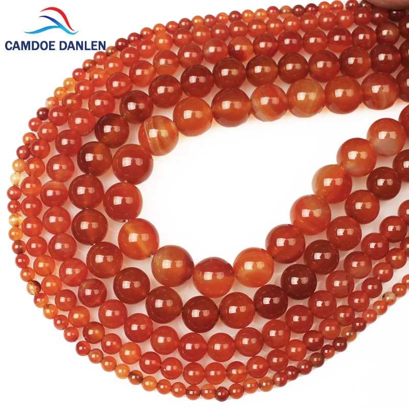 

Natural Stone Carnelian Round Beads Red Agat 4 6 8 10 12MM Charm Bracelet Necklace Handicraft Diy Beads for Jewelry Making acces