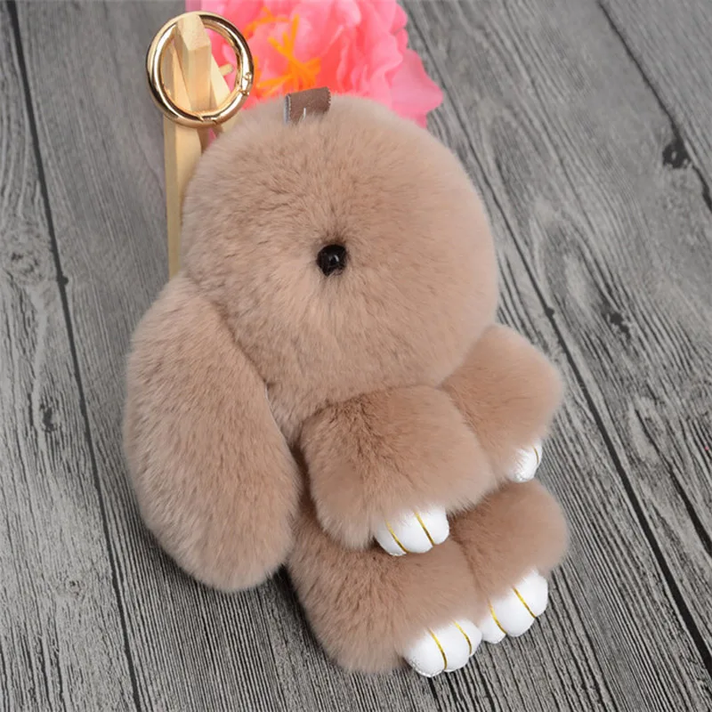 Cute Natural Rabbit Fur Pom Pom Bunny Keychain Women Fluffy Rabbits Key Chain On Bag Car Trinket Jewelry Wedding Party Toy Gift