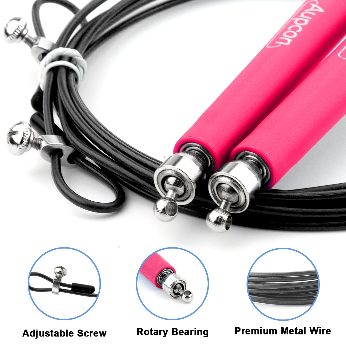 Auccon-cuerda de saltar de velocidad ajustable, Cable de rodamiento de bolas de Metal giratorio de 360 grados, cuerdas de salto deportivas para