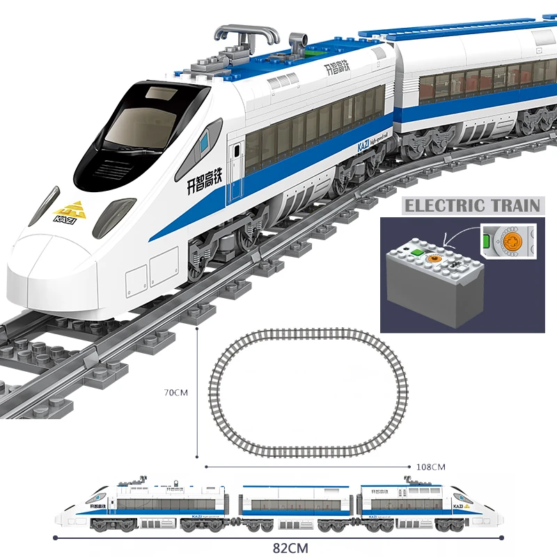 KAZI HIGH-TECH Battery Powered Electric Classic Train City Rail  motor Building Blocks Bricks Boys Toys For kids