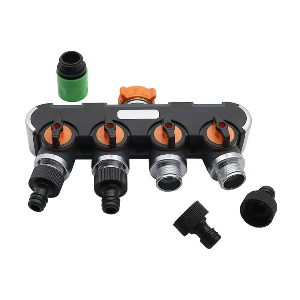 

1pc 3/4 Inch Thread 4 Ways Water Hose Splitters With Valve Garden Agriculture Irrigation Water Pipe Diverter Water-Tap Fittings