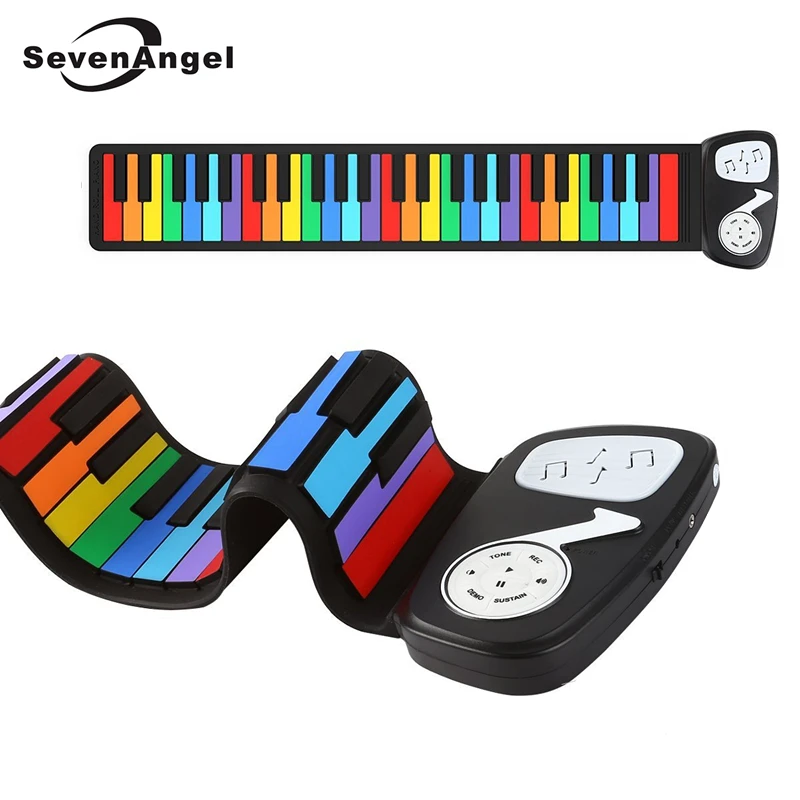 

49-key Mini Roll Up Piano and Multiple Functions as Electronic Keyboard Outdoor Musical Instrument Silicone Toys 2 Colors