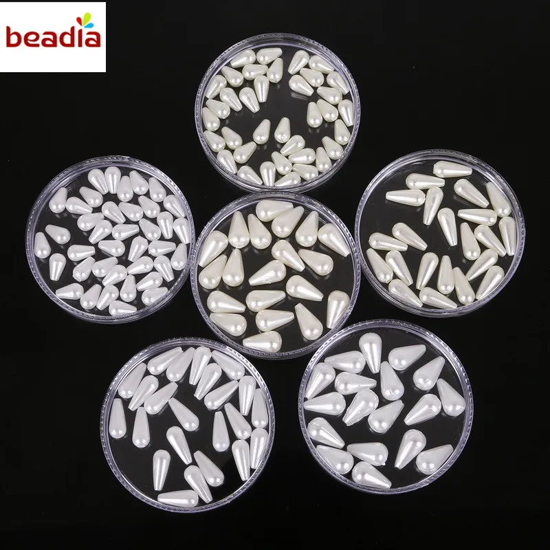 TearDrop&Oval Shape Plastic ABS Pearl Loose Spacer DIY Beads White&Ivory 50-200pcs/bag Many Size For Jewelry Findings Making