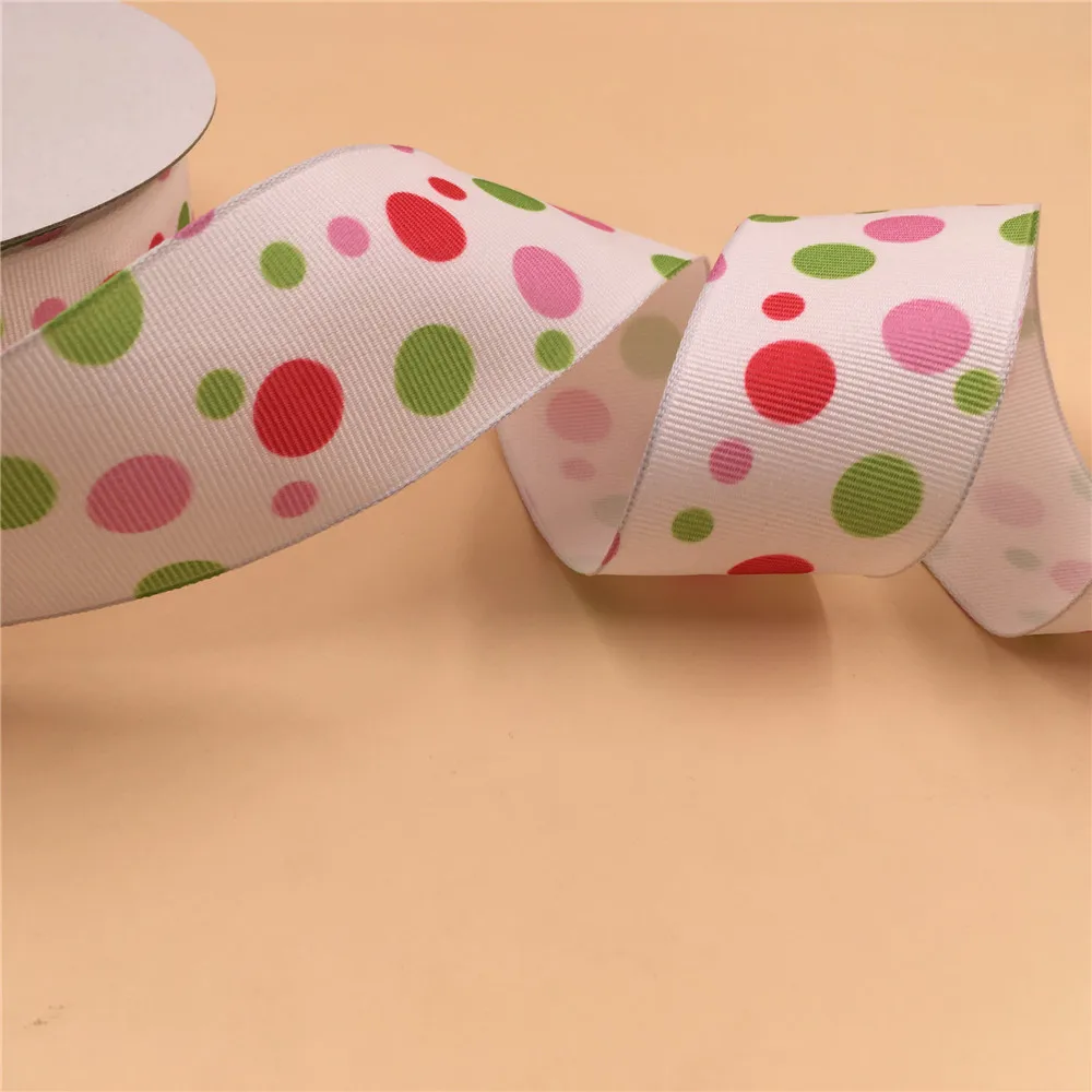 

N1137 38mm X 25yards Multicolor Polka Dots Wired Edge Grosgrain Ribbon. Gift Bow,Wedding,Cake Wrap,Tree Decoration