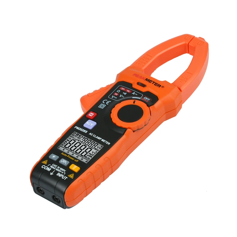 PEAKMETER PM2028S Digital Clamp Meter 6000 Count Multimeter AC DC Volt Ohm Amp meter Frequency Tester NCV LPF Data hold backlig