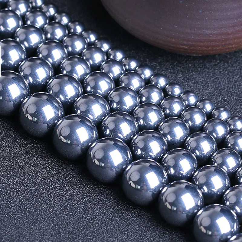 4-16mm Natural Terahertz Stone Beads 15\'\' Round Gray Energy DIY Loose Beads For Jewelry Making Beads Men Bracelet Necklace Gift