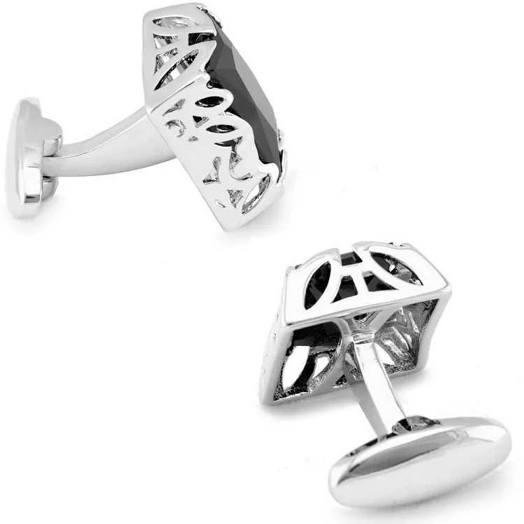 SPARTA Black Stone+ White Gold Electroplated cufflinks men's Cuff Links + Free Shipping !!! metal buttons