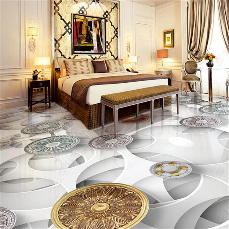 

beibehang Custom floor painting 3d romantic beach starfish shell bathroom 3D floor tile floor painting papel de parede wallpaper