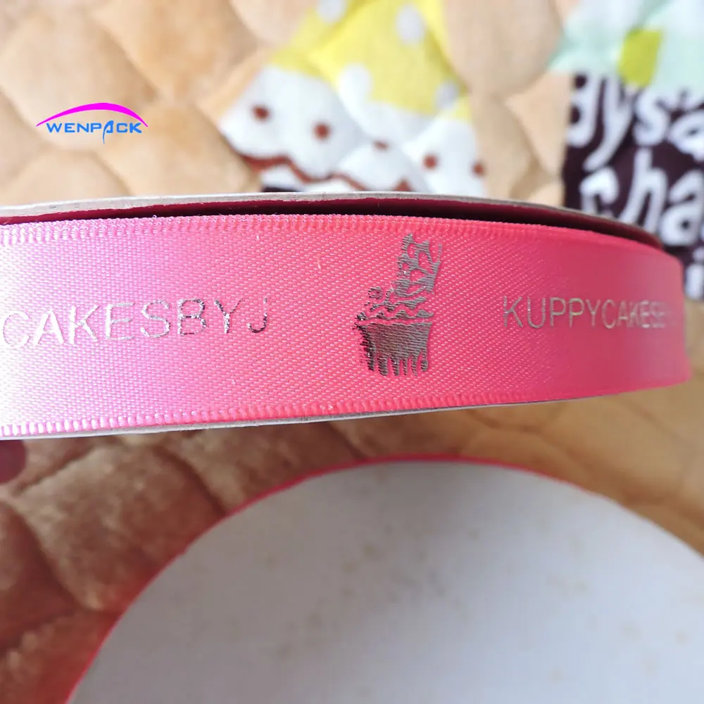 2 cm Custom Gift  Printed Emboss Logo Satin Ribbon