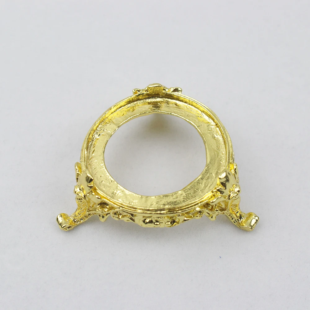 Vintage Style  Golden Color Metal Pedestal Support Stand for Round Shape Figurines Crafts Home Decoration Accessories