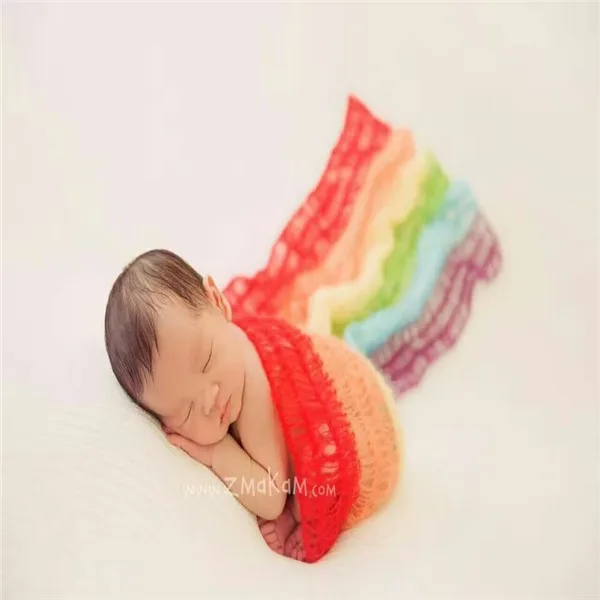 Newborn Rainbow Wrap  Baby Knit Swaddle Swaddle Blanket Stretach Wrap Baby Cocoon Layer Fabric Photography Props Newborn