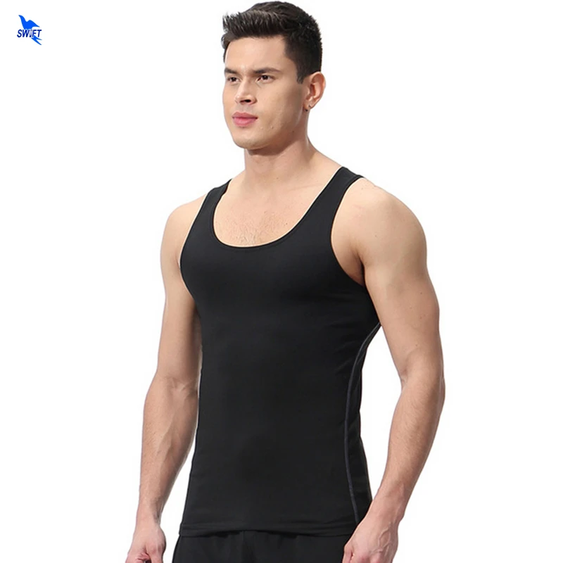 

2020 NEW Black Gym Fitness Men Bodybuilding Vest Sleeveless Shirts Sport Tank Top Quick Dry Running Singlet Sportswear Clothing