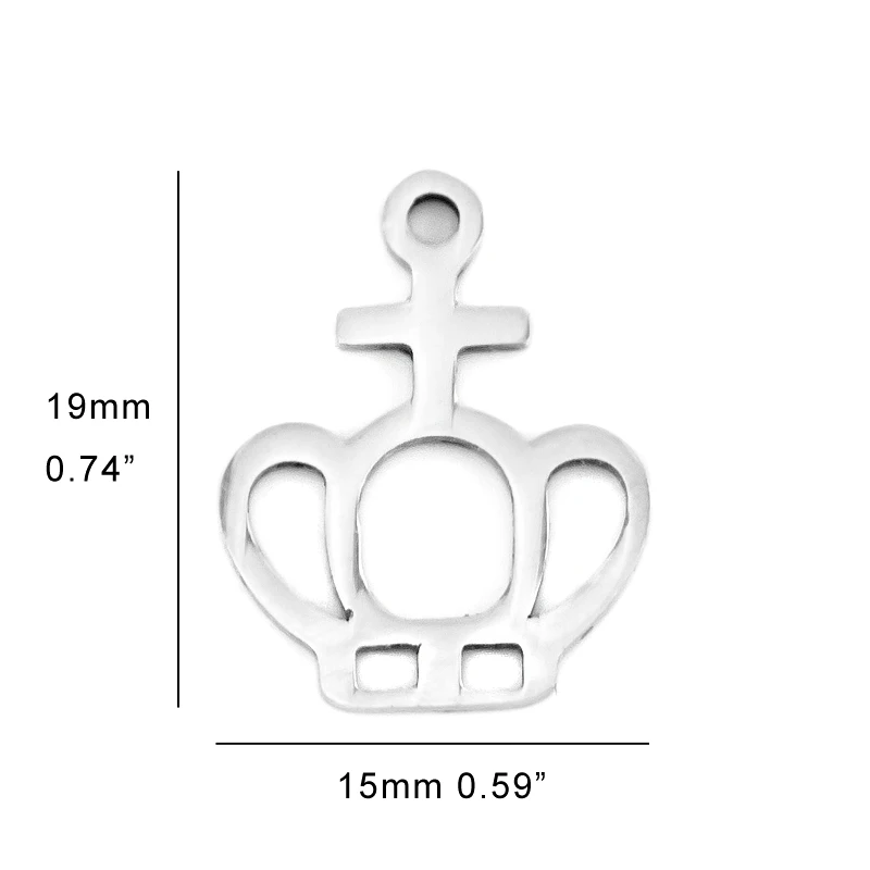 Simsimi small crown charms Diy jewelry making parts stainless steel high polish pendant for necklace bracelets wholesale 100pcs