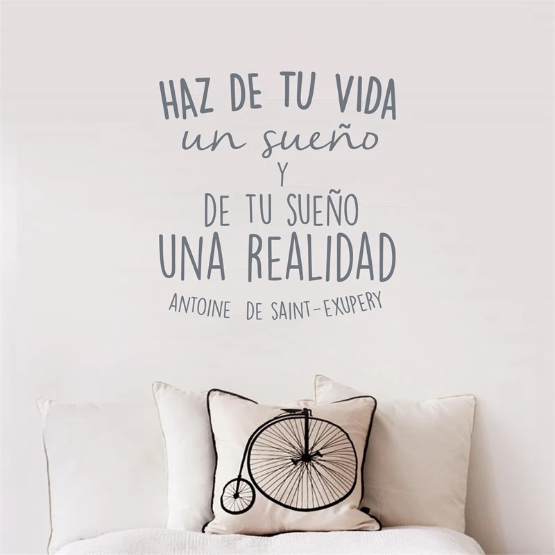 Spanish Inspirational positive Quotes Vinyl Wall Sticker Life Dreams Art Decals For Spanish Home Decoration
