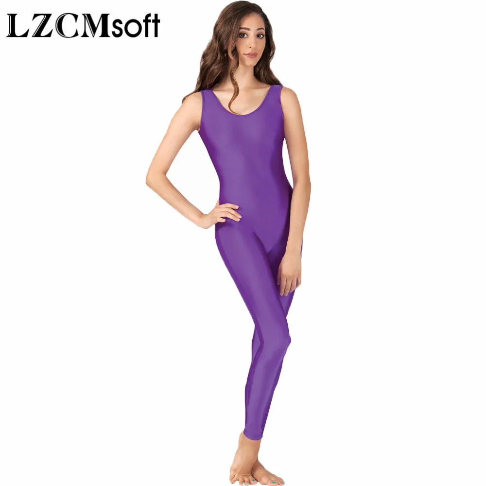 LZCMsoft Women Spandex Tank Unitard Scoop Neck Gymnastics Unitards Full Bodysuit Jumpsuit Ballet Stage Dance Show