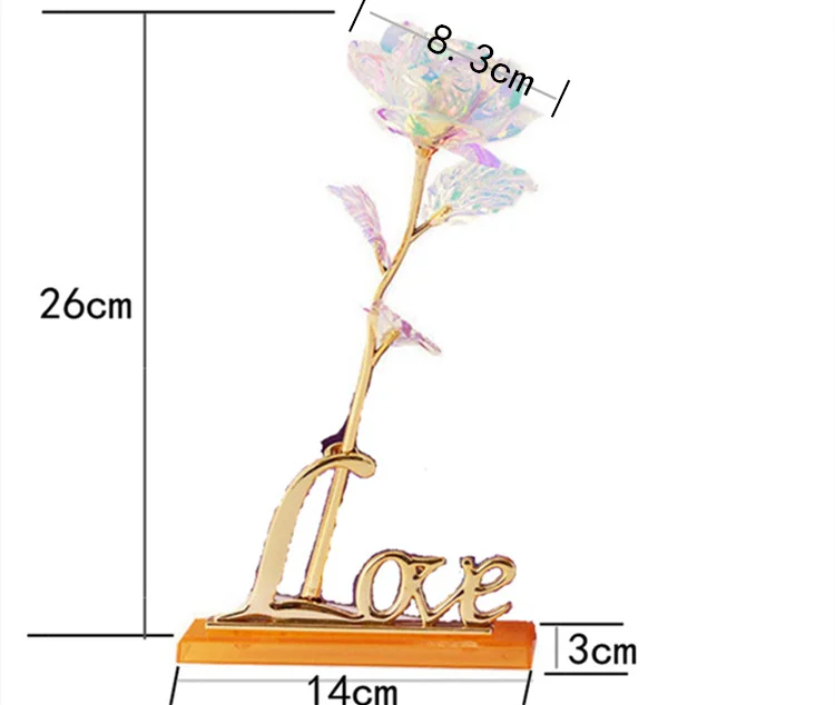 YO CHO Artificial Flowers 24k Gold Rose with Box New Year Valentine\x27s Day Gift/Present Foil Flowers Home Decor Fake Roses