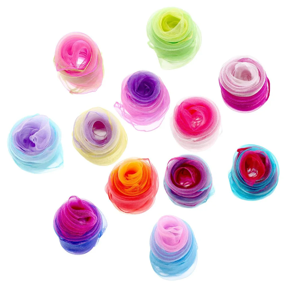 Woman And Girl Lovely Mulit Colours Fashion Plain Square Chiffon neck Scarf Head Scarves For Halloween Costume Party Dress Up