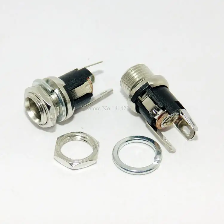 5Pcs 5.5-2.1MM 5.5 * 2.1 DC Socket With Nut DC Power Jack Socket Female Panel Mount Connector