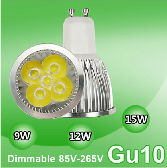 High quality 9W 12W 15W GU10 LED Bulbs Light 110V 220V dimmable Led Spotlights Warm/Cool White GU 10 LED downlight