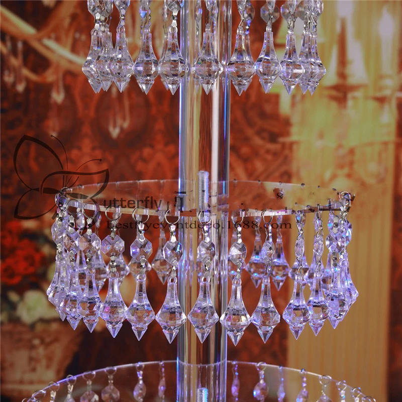 Decoración de boda de cristal transparente europeo, plato de pastel redondo multicapa, soporte de exhibición de West point, accesorios de exhibición