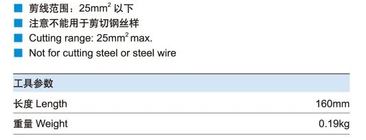 LK-22A Germany design Max 25mm2 cable cutting Mini Design Hand Cable Cutters tool,not for cutting steel or steel wire