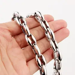 Fashion 6.5/7.5/12mm Wide Silver Color Coffee Beans Link Chain Necklace Or Bracelet Men's Stainless Steel 7-40