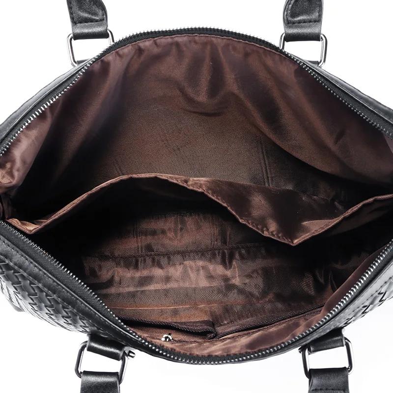 Imagem -05 - Mão de Tecelagem Portátil Negócios Couro do Plutônio dos Homens Maletas Bolsa Totes Computador Mensageiro Bolsas de Ombro Masculino Maleta