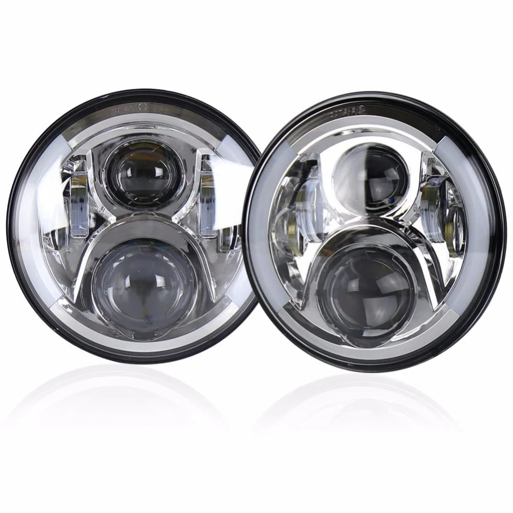 

2pcs 7" 60W LED Headlight Cars Driving Light H4 H13 Headlamps for Jeep Wrangler JK Land Rover Defender Hummer H1