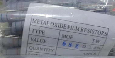 5W 1R-1M  1ohm to 1M 5W 1R to 1M  5W Carbon film  5% 50pcs/LOT Free shipping 5W1K 2K 1R 2R 100R 910K