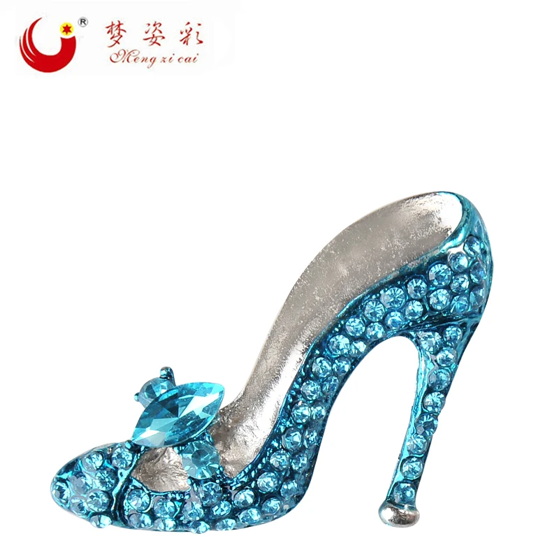 MZC 3 Colors Crysta Shoes Brooches Pins Blue High Heels Rhinestones Brooches for  Women Corsage Lapel Pins Mujer Brooch Jewelry