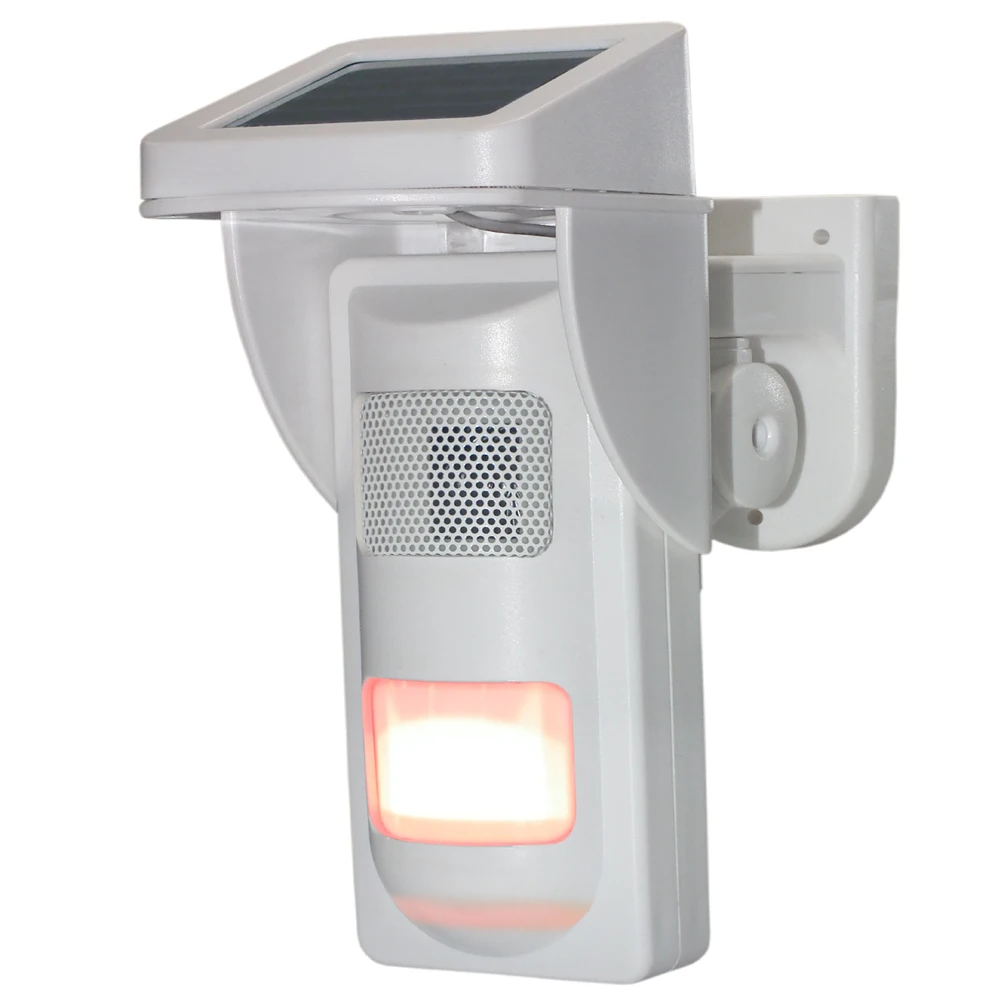 Double capteur infrarouge solaire sans fil PIR avec alerte vocale unique, étanche IP65, pour alarme sonore et lumineuse