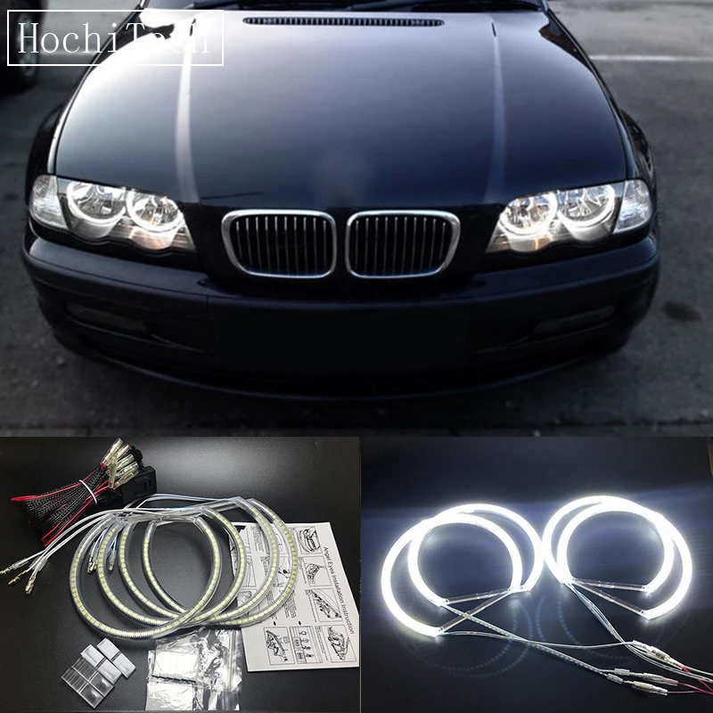 HochiTech 131mm+146mm Ultra bright SMD white LED angel eyes 2500LM  ring kit day light for BMW E46 NON PROJECT Coupe Sedan