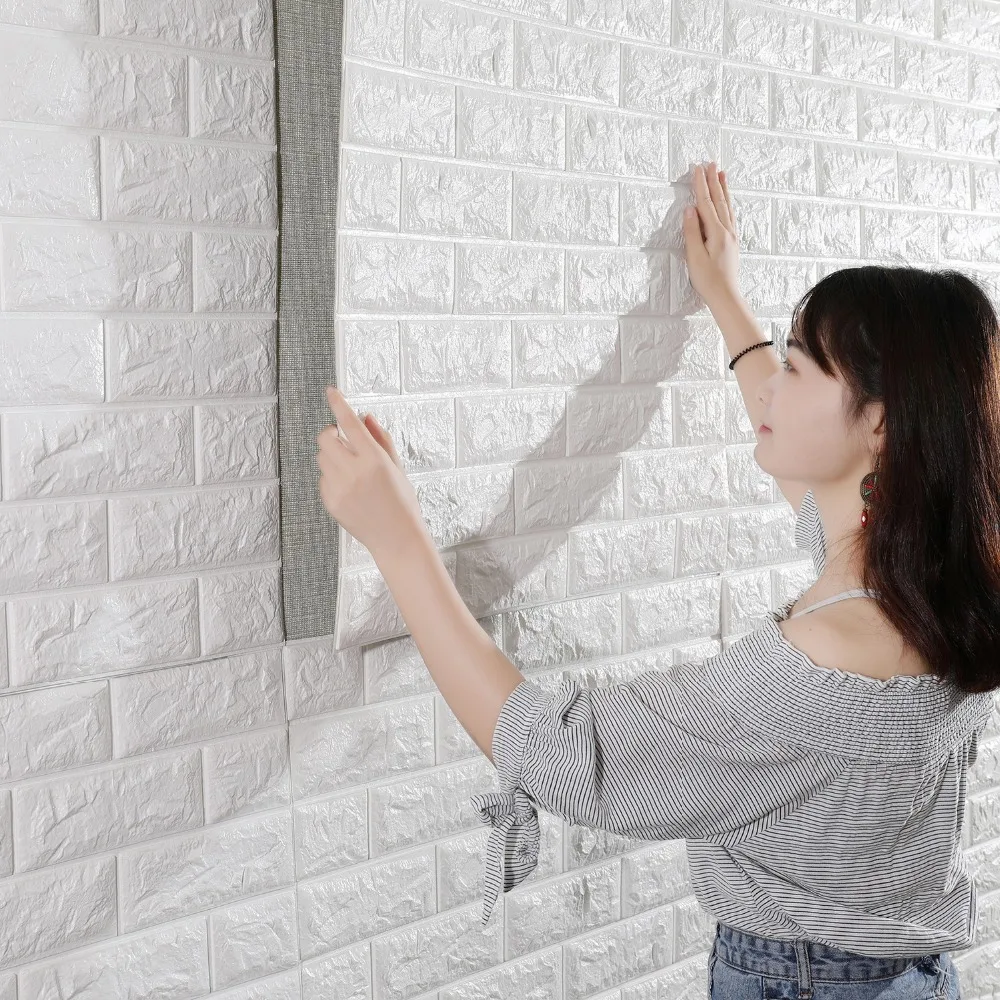 

Waterproof Self-Adhesive Brick Pattern Wallpaper, 3D Wall Stickers, TV Background, Living Room, Bedroom, 70*77cm