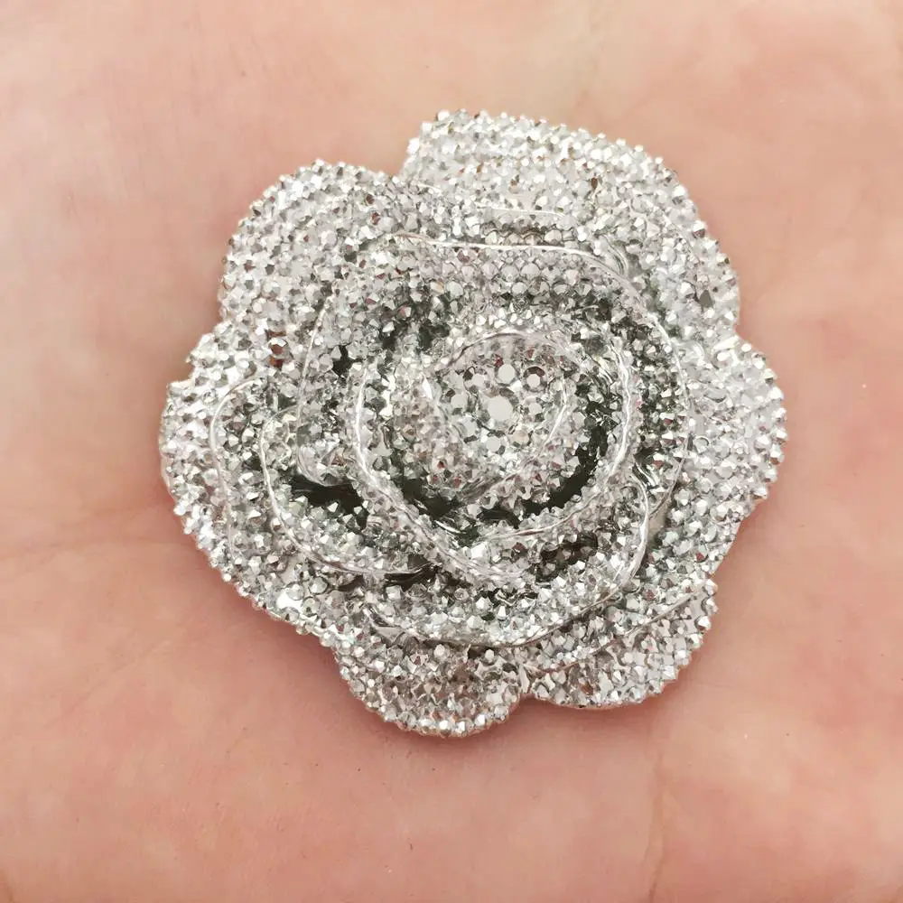 2pcs bling resin  Big silver flower Flat back  stone appliques DIY Wedding scrapbook ornament craft SF561