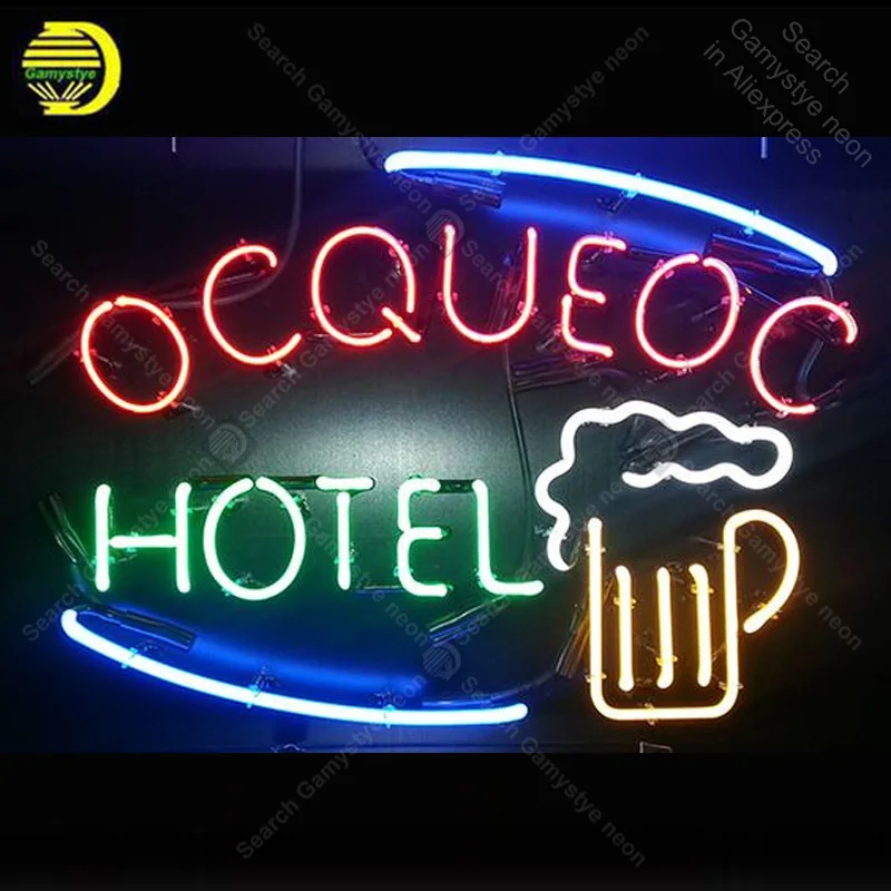 

Neon Sign for Ocqueoc Hotel Neon Bulb sign Beer Pub shop Display handcraft glass tube light Decor wall lamps advertise display