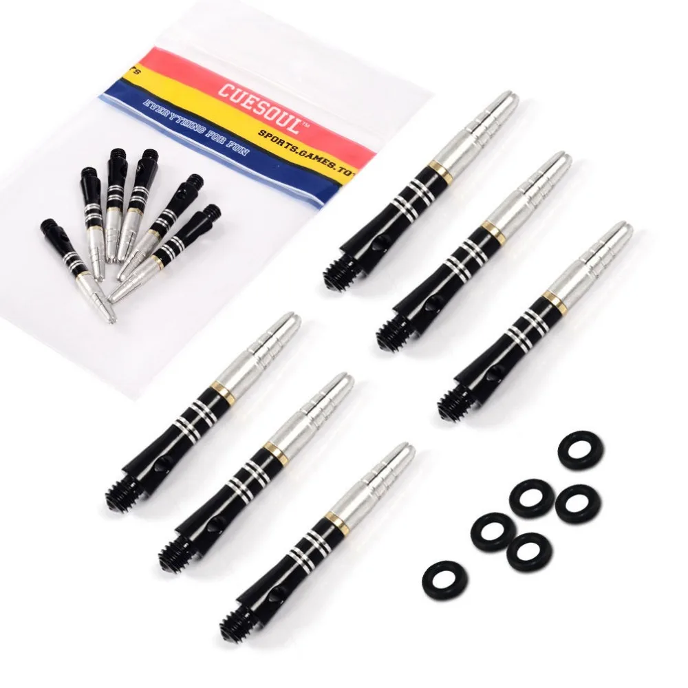 

CUESOUL 2 Set Spin Aluminum Material Dart Shafts Black 2BA Groove Dart Stem with O'rings