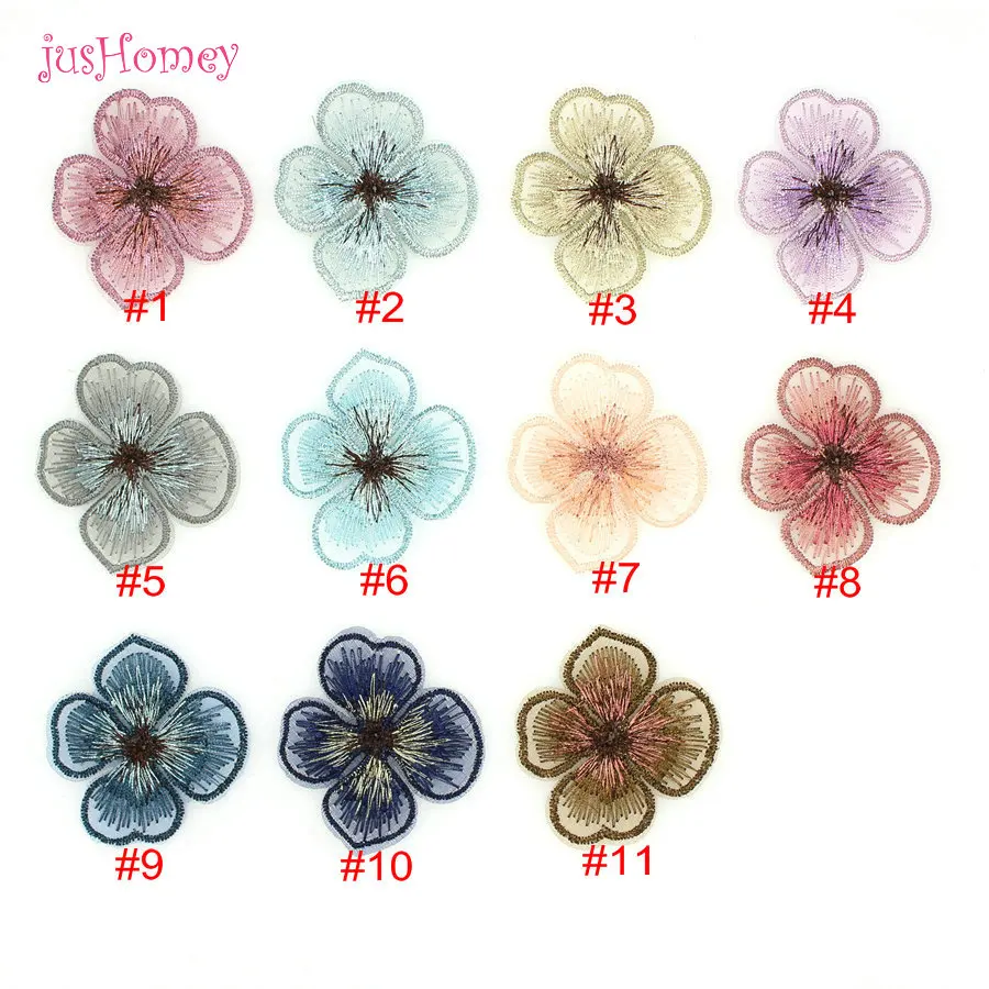 40PCS/lot Embroidery Lace Four Petals Appliques Gradient Translucent Single layer for Hair accessories,Garment Embellishment