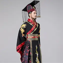 Traditional ancient Chinese Hanfu men TV Play Male Emperor Costume Dragon embroidery gown vestido the Qin Dynasty Imperial dress