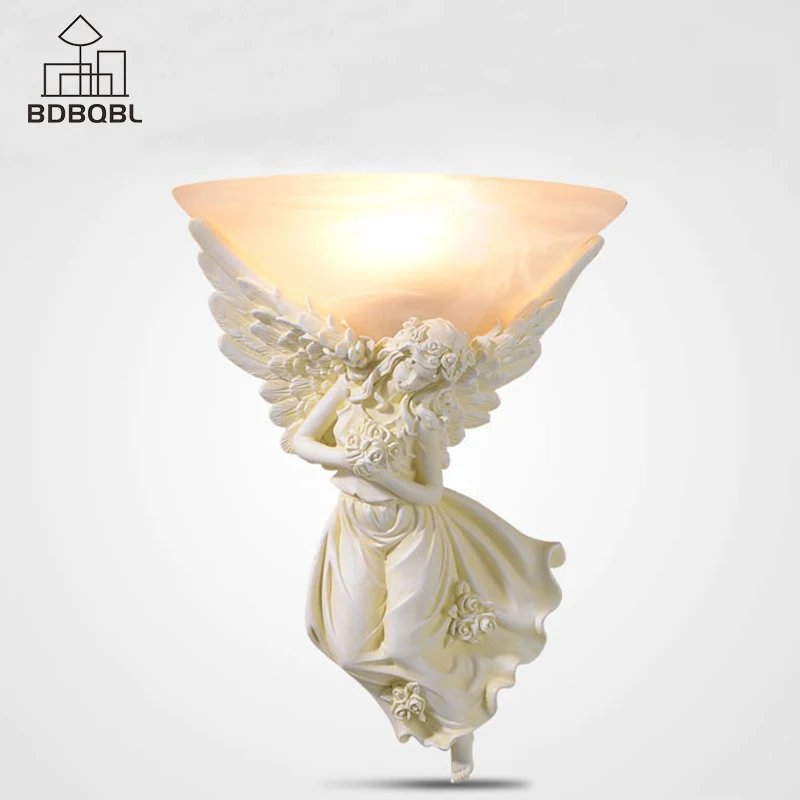 BDBQBL Modern Ceramic LED Wall Lights White/Golden Athena Art Deco Bedroom Wall Lamp E27 110V/220V-240V Stair Bedside Wandlamp