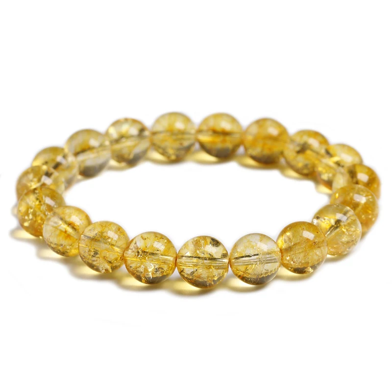 Natural Yellow Citrine Stone 6mm 8mm 10mm Beads Bracelet Handmade Quartz Jewelry for Woman Men Unisex Stretch Bangle Gift