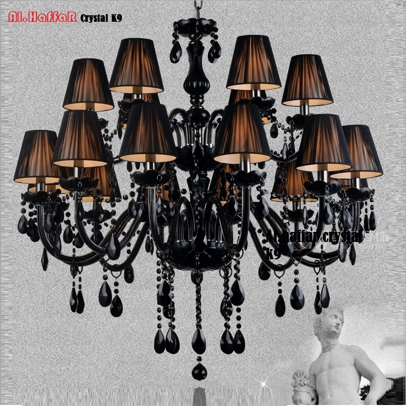 Black Crystal chandelier Light Modern Black Chandelier Lighting for bedroom Dining Room Living room Hotel lamp Lighting Candle