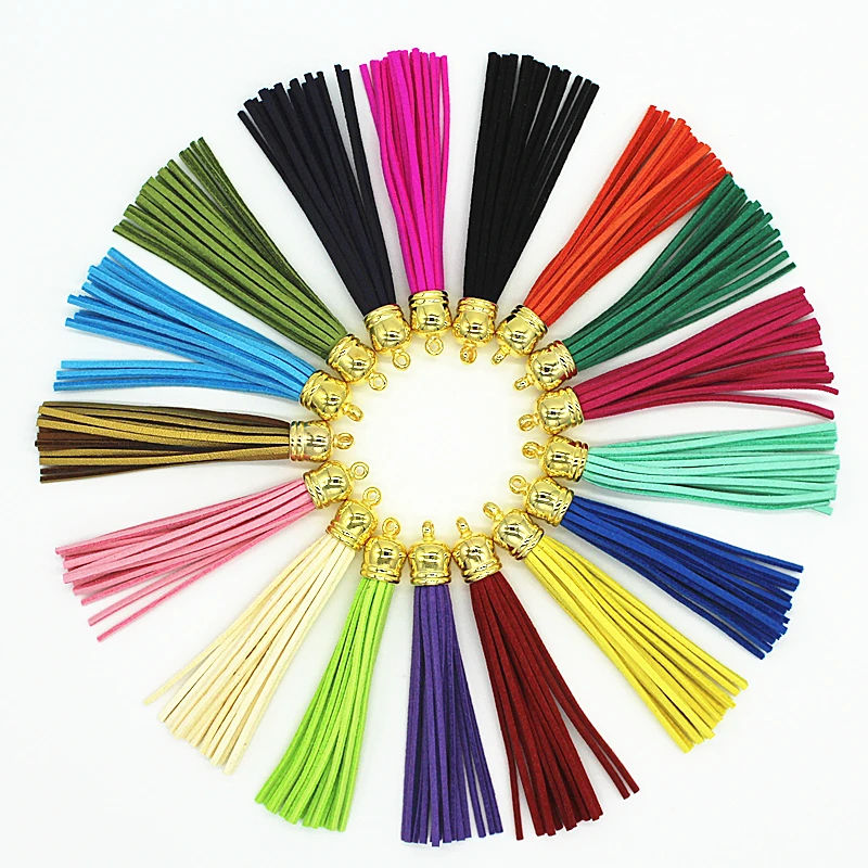 80pcs 80mm Mix Color Suede Tassel For Keychain Cellphone Straps Jewelry Charms