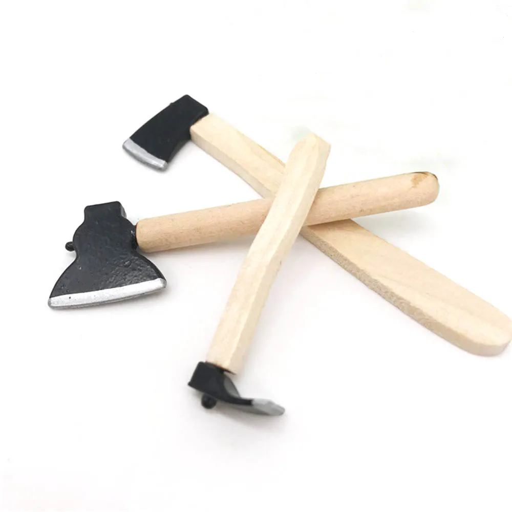 

3Pcs 1/12 Dollhouse Miniature Accessories Mini Axe Hoe Simulation Miniature Farm Tools Ax Model Toy for Doll House Decoration