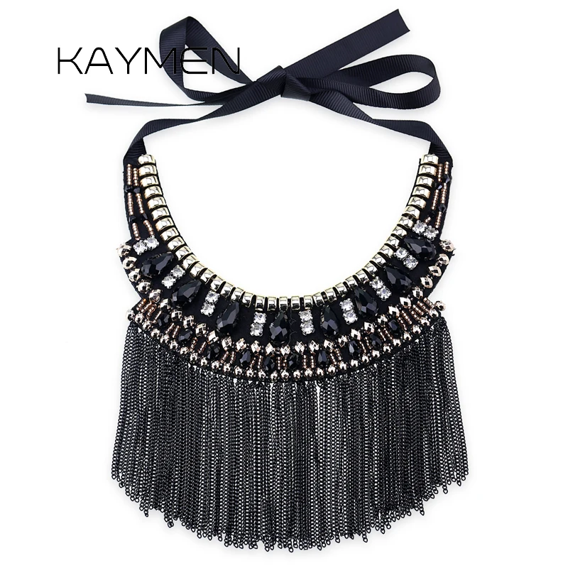 

Fashion Crystal Statement Nceklace Women Wedding Party Jewelry Tassels Chokers Necklace Pendant Charm Bijoux Maxi NK-01637